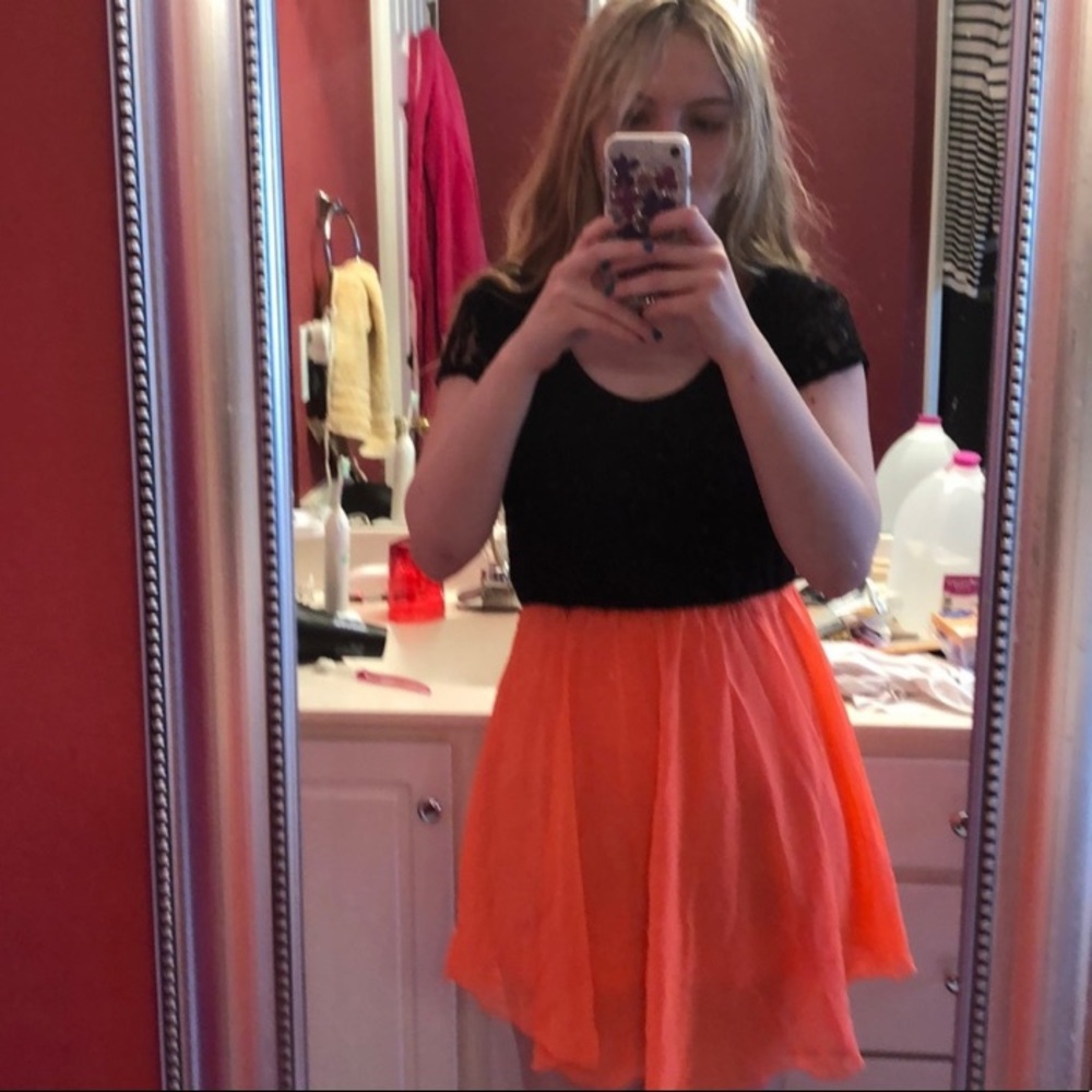 Color Block Black & Orange Dress